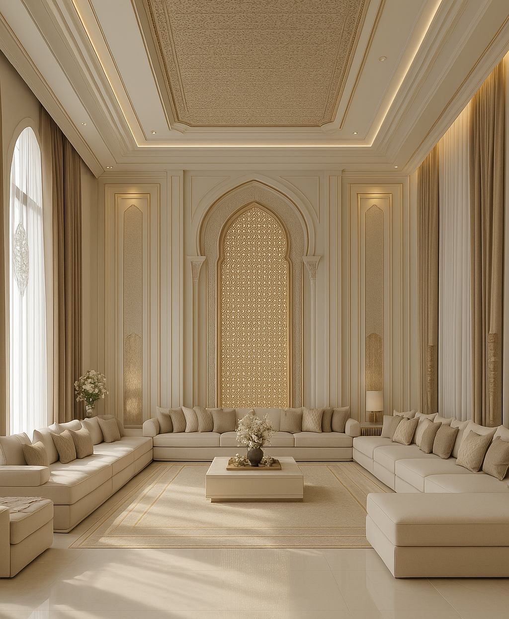 Reflects the principles and values of Islam. It focuses on geometric patterns, elegance, functionality and natural materials, creating a warm inviting atmosphere.