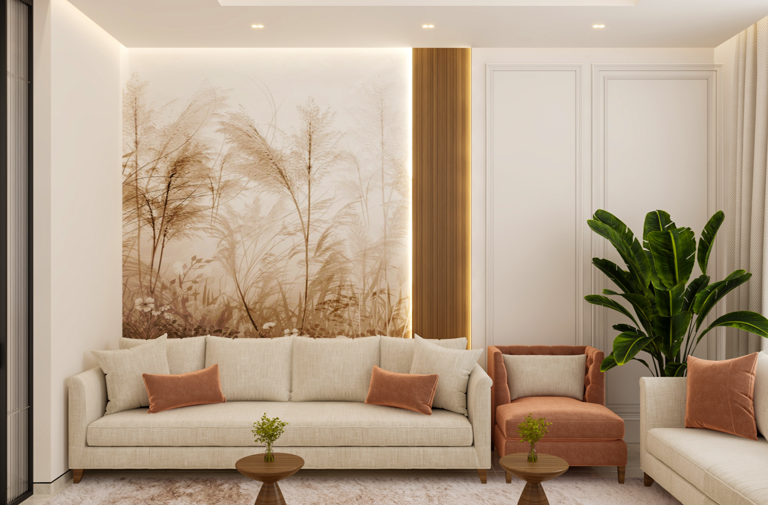 modern home design with neutral tones and marble surfaces design