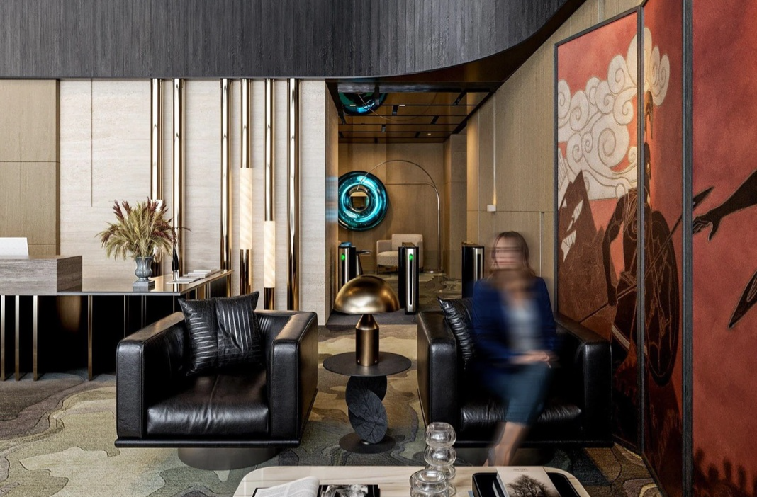 modern commercial design with neutral tones and marble surfaces design