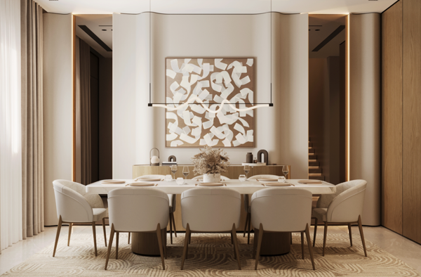 modern kitchen design with neutral tones and marble surfaces design