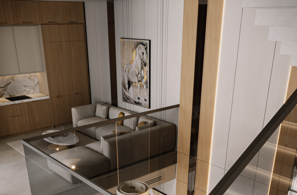modern interior design with neutral tones and marble surfaces design