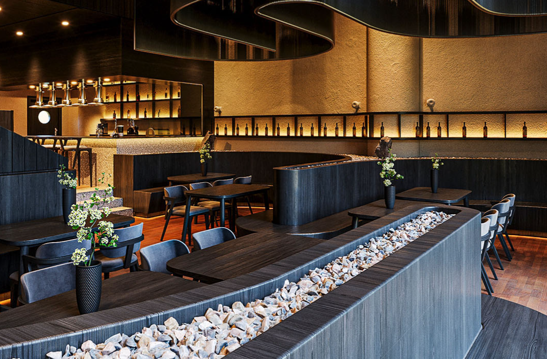 modern interior design with neutral tones and marble surfaces design