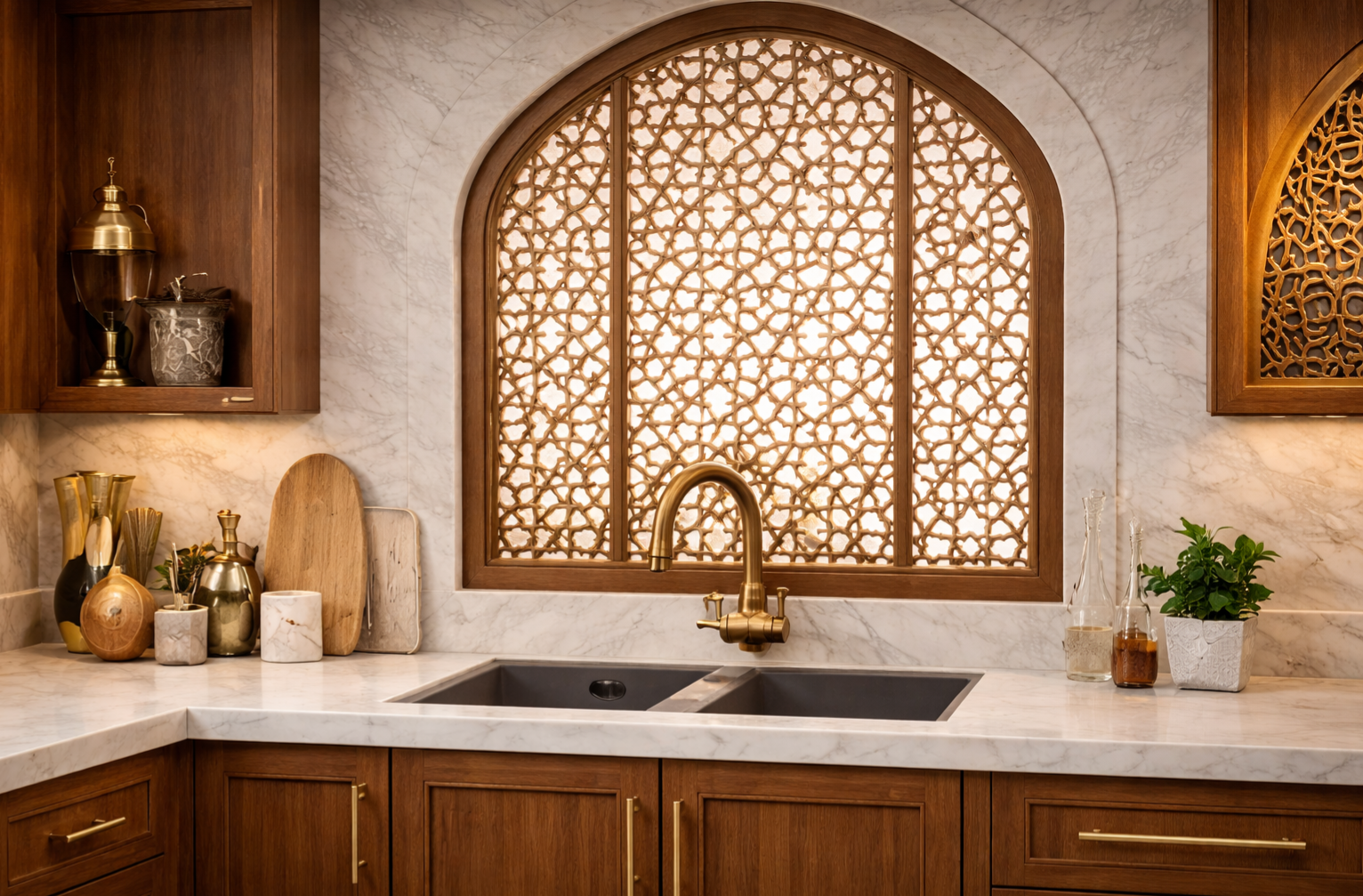 modern home design with neutral tones and marble surfaces design