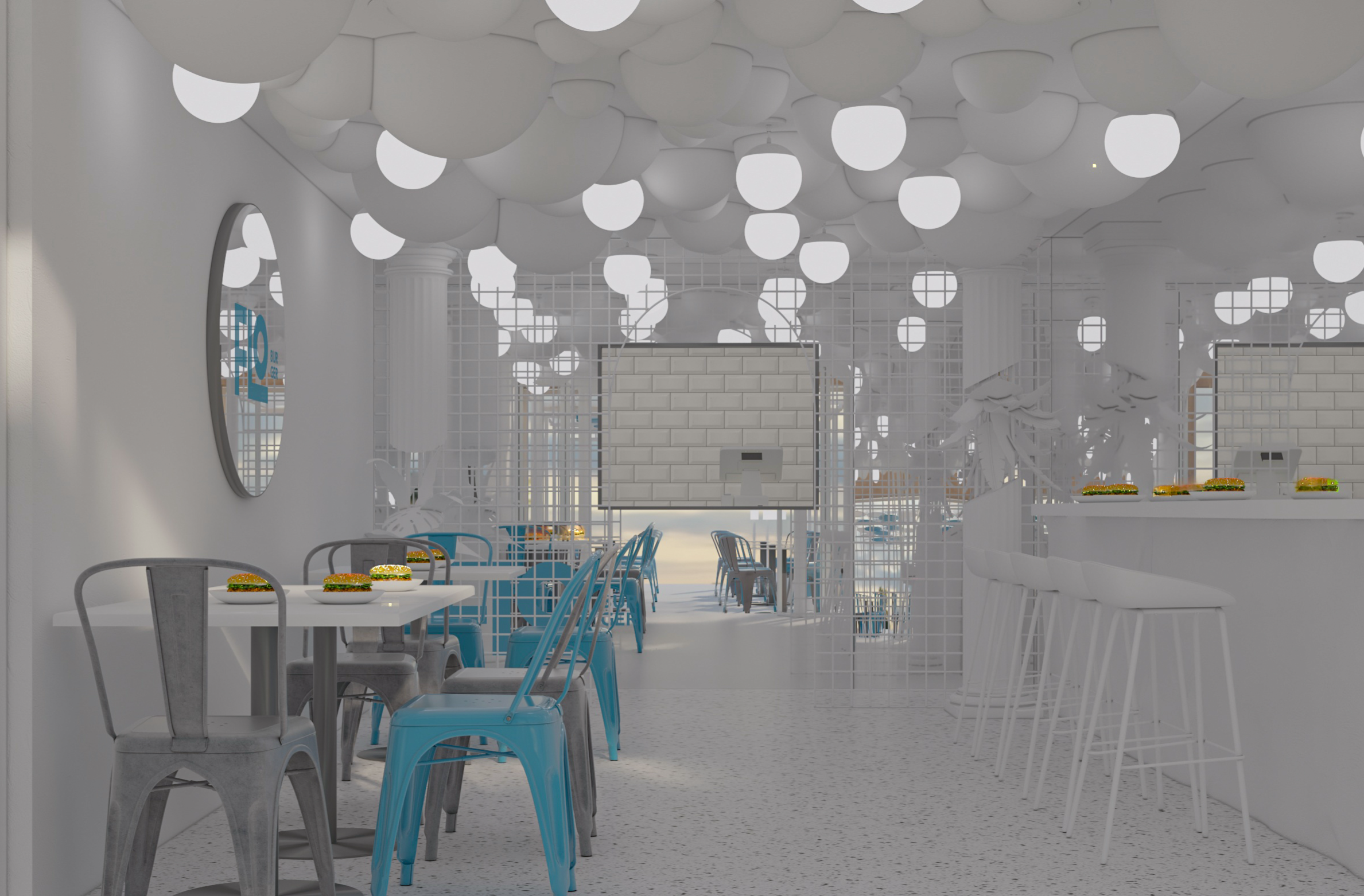 modern commercial design with neutral tones and marble surfaces design