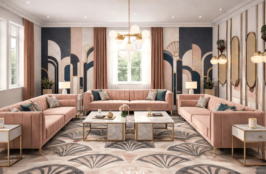 modern home design with neutral tones and marble surfaces design