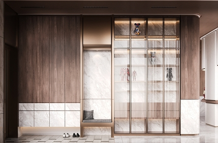 modern space planning with neutral tones and marble surfaces design