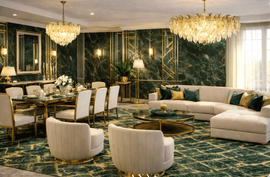 modern home design with neutral tones and marble surfaces design