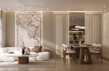 modern kitchen design with neutral tones and marble surfaces design