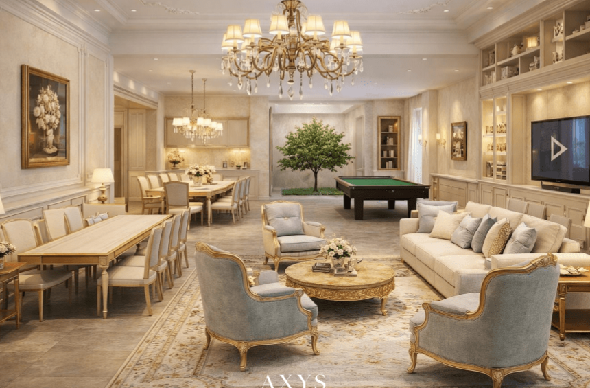 modern home design with neutral tones and marble surfaces design
