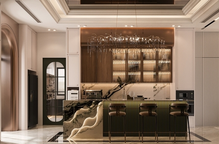 modern space planning with neutral tones and marble surfaces design