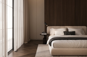 modern living room with neutral tones and marble surfaces design